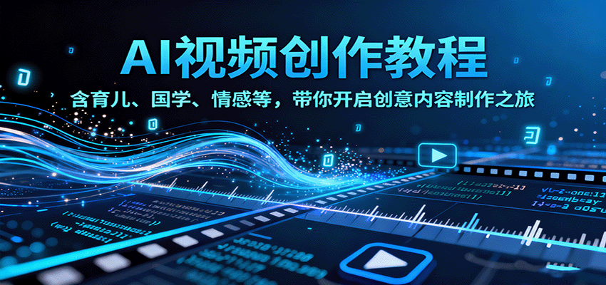 AI视频创富课，含育儿、国学、情感等，带你开启创意内容制作之旅-3YVIP资源库