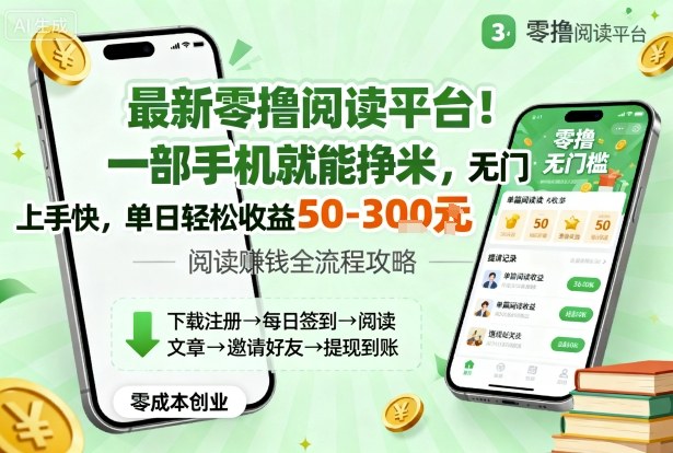 最新零撸阅读平台！一部手机就能挣米，无门槛上手快，单日轻松收益50-3张【揭秘】-3YVIP资源库