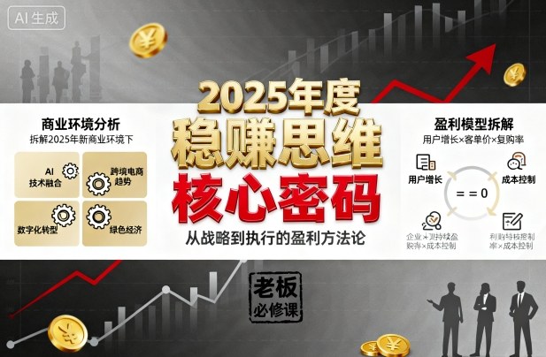 2025年度稳賺思维老板创业营，拆解2025年新商业环境下，企业实现持续盈利的核心密码-3YVIP资源库