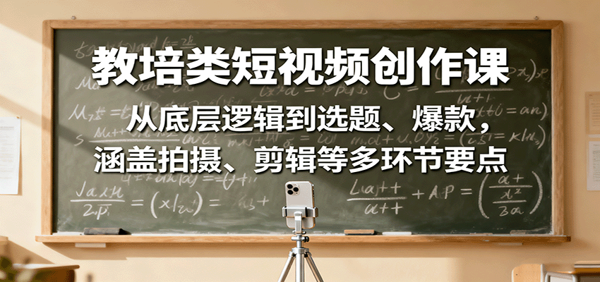 教培类短视频创作课：从底层逻辑到选题、爆款，涵盖拍摄、剪辑等多环节要点-3YVIP资源库