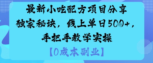 最新小吃配方项目分享独家秘诀，线上单日5张，手把手教学实操-3YVIP资源库
