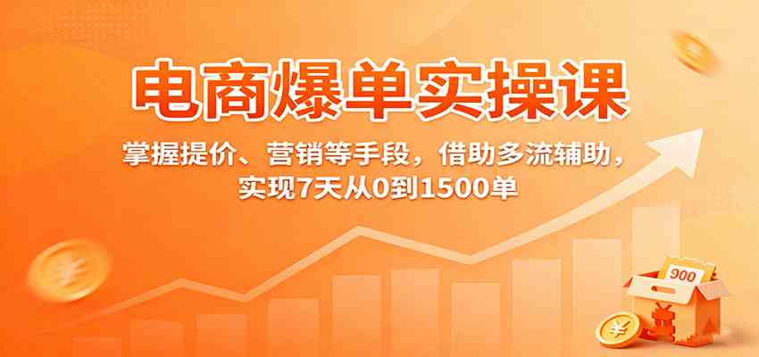 电商爆单实操课：掌握提价、营销等手段，借助多流辅助，实现7天从0到1500单-3YVIP资源库