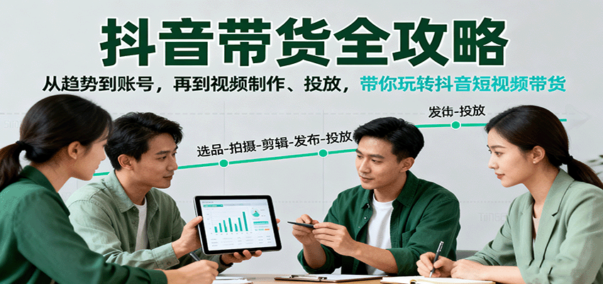 抖音带货全攻略：从趋势到账号，再到视频制作、投放，带你玩转抖音短视频带货-3YVIP资源库