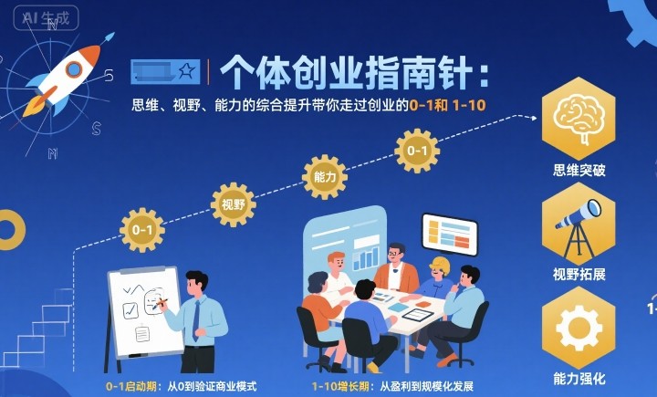 个体创业指南针，思维、视野、能力的综合提升带你走过创业的0-1和1-10【音频】-3YVIP资源库