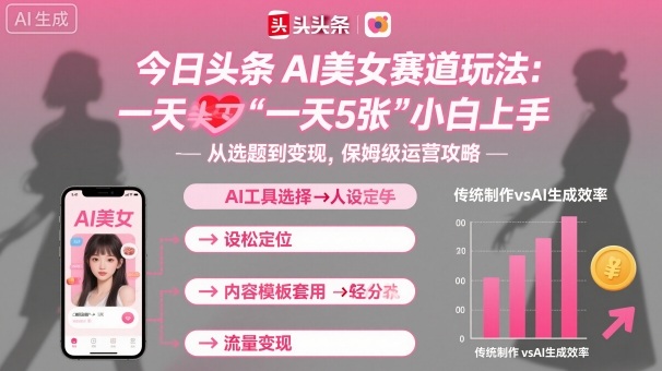 今日头条AI美女赛道玩法，一天轻松5张，小白轻松上手-3YVIP资源库