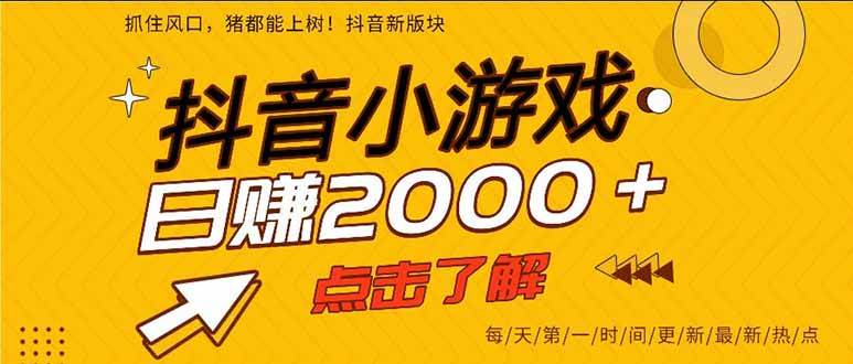 （16221期）抖音小游戏，一部手机日入300+，2025风口项目-3YVIP资源库