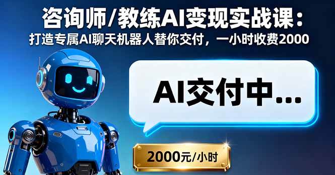 （16233期）咨询师/教练AI变现实战课：打造专属AI聊天机器人替你交付，一小时收费2000-3YVIP资源库