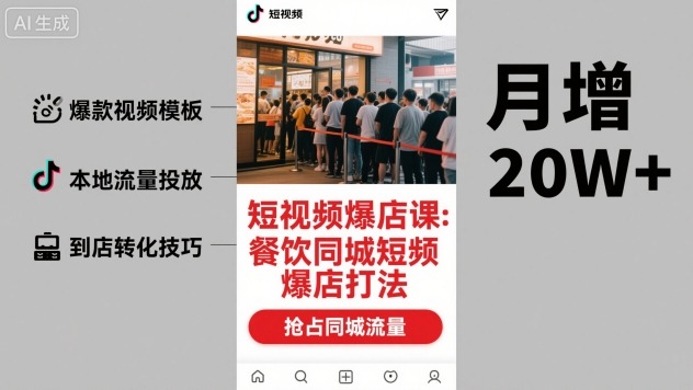 短视频爆店课，餐饮同城短视频爆店打法-3YVIP资源库