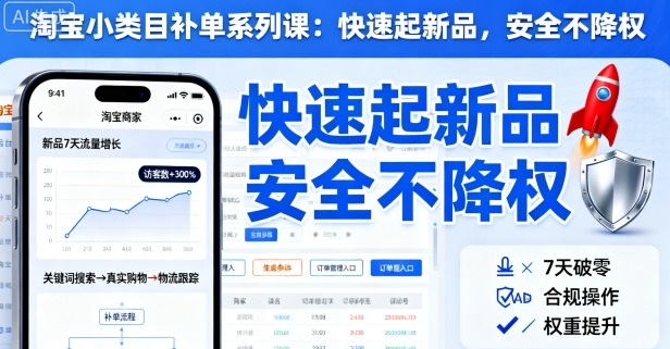 淘宝小类目补单系列课，快速起新品，安全不降权-3YVIP资源库