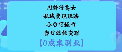 AI骑行美女私域变现玩法小白可操作当日就能变现-3YVIP资源库