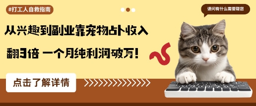 从兴趣到副业靠宠物占卜收入翻3倍一个月纯利润破W-3YVIP资源库