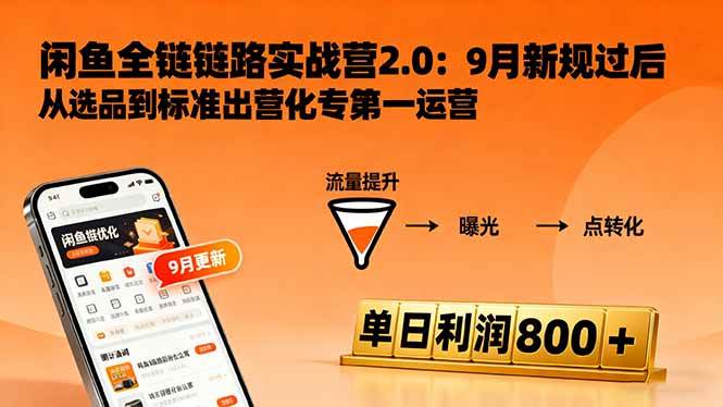 （16265期）闲鱼变现课3.0：掌握链接优化、流量提升、商业变现，单日利润800+-3YVIP资源库