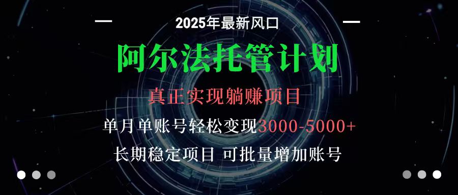 阿尔法托管计划 单账号月入3000-5000，长期稳定项目，新手小白轻松上手-3YVIP资源库