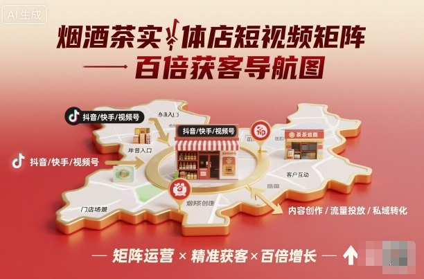 烟酒茶实体店短视频矩阵百倍获客导航图-3YVIP资源库