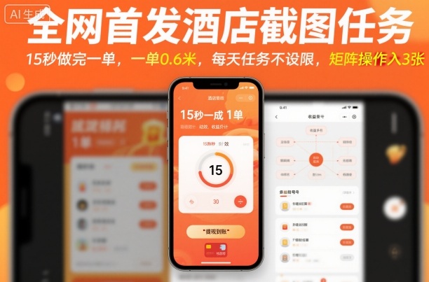 全网首发酒店截图任务，15秒做完一单，一单0.6米，每天任务不设限，矩阵操作日入3张【揭秘】-3YVIP资源库
