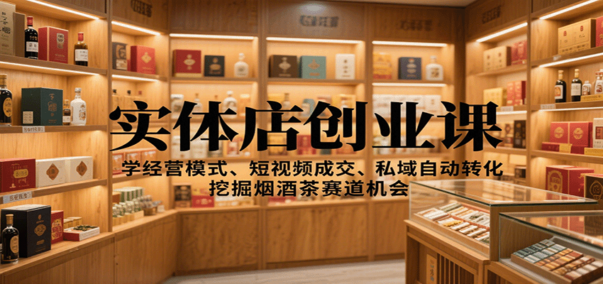 实体店创业课：学经营模式、短视频成交、私域自动转化，挖掘烟酒茶赛道机会-3YVIP资源库