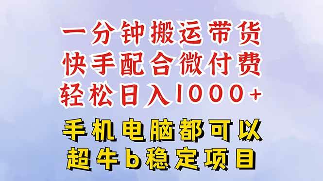 （16285期）快手黑科技一分钟搬运带货，一刀不剪过原创，微付费投流玩法，轻松日入…-3YVIP资源库