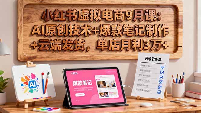 （16287期）小红书虚拟电商9月课：AI原创技术+爆款笔记制作+云端发货，单店月利3万+-3YVIP资源库