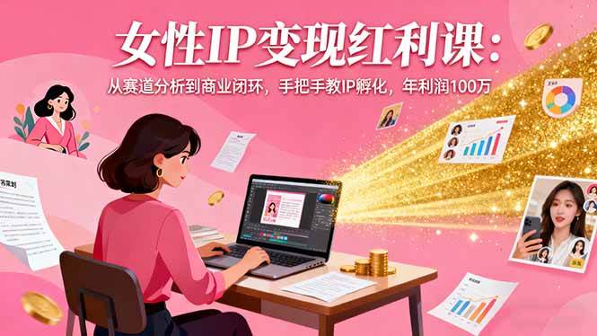 （16294期）女性IP变现红利课：从赛道分析到商业闭环，手把手教IP孵化，年利润100万-3YVIP资源库