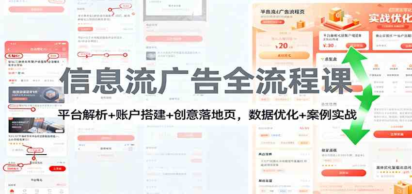 信息流广告全流程课：平台解析+账户搭建+创意落地页，数据优化 + 案例实战-3YVIP资源库