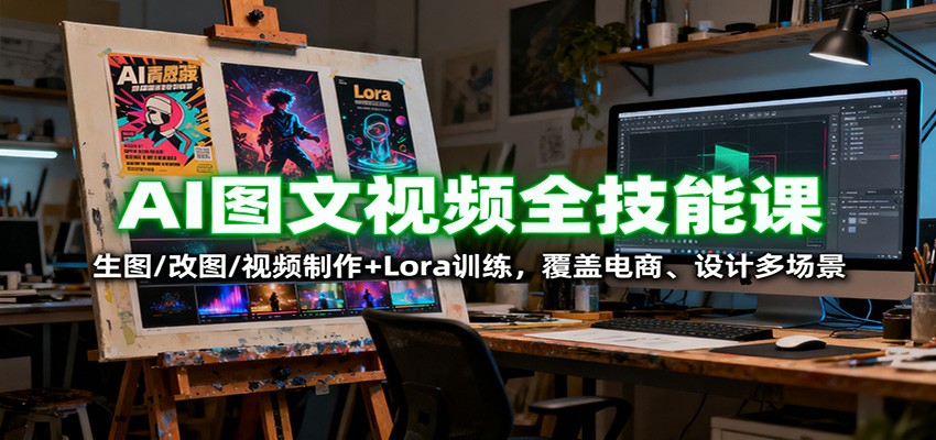 AI图文视频全技能课：生图/改图/视频制作+Lora训练，覆盖电商 、设计多场景-3YVIP资源库
