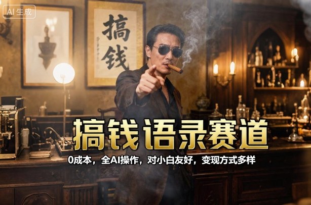 搞钱语录赛道，0成本，全AI操作，对小白友好，变现方式多样-3YVIP资源库
