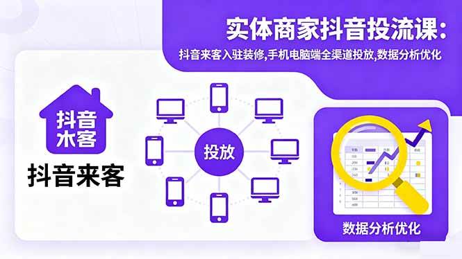 （16313期）实体商家抖音投流课:抖音来客入驻装修,手机电脑端全渠道投放,数据分析优化-3YVIP资源库