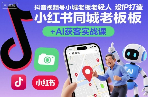 抖音视频号小红书同城老板轻人设IP打造+AI获客实战课，人设打造-算法拆解-拍摄剪辑-内容运营-AI创作-3YVIP资源库