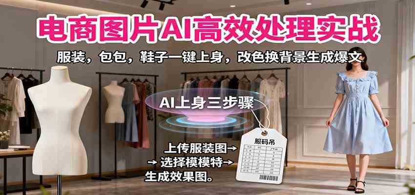 电商图片AI高效处理实战，服装，包包，鞋子一键上身，改色换背景生成爆文-3YVIP资源库
