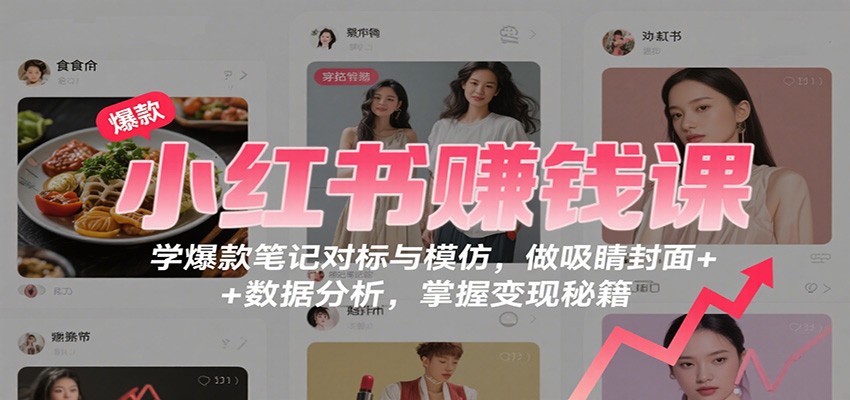 小红书赚钱课：学爆款笔记对标与模仿，做吸睛封面 + 数据分析，掌握变现秘籍-3YVIP资源库