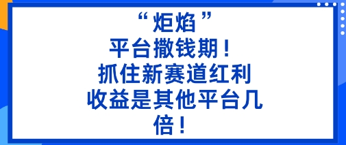 “炬焰”：平台撒钱期！抓住新赛道红利，5分钟二创内容，收益是其他平台几倍！-3YVIP资源库
