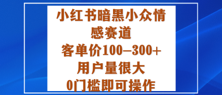小红书暗黑小众情感赛道，客单价100-300+用户量很大，0门槛即可操作-3YVIP资源库