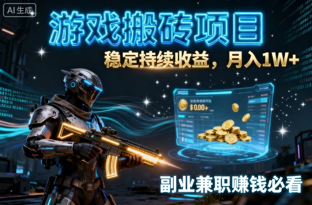 游戏搬砖项目，稳定持续收益，月入1W+，副业兼职賺钱必看【揭秘】-3YVIP资源库