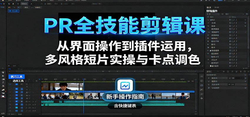 PR全技能剪辑课：从界面操作到插件运用，多风格短片实操与卡点调色-3YVIP资源库