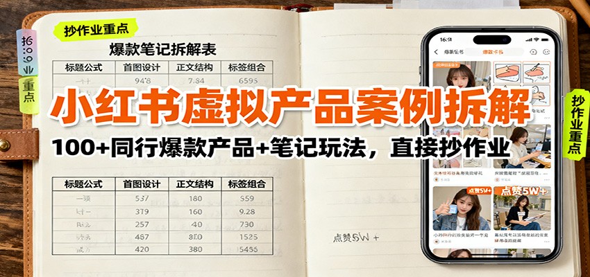小红书虚拟产品案例拆解：100+同行爆款产品+笔记玩法，直接抄作业-3YVIP资源库
