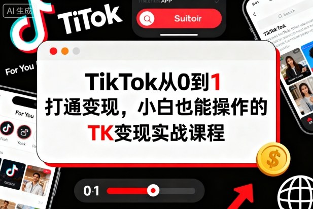 TikTok从0到1打通变现，小白也能操作的TK变现实战课程-3YVIP资源库