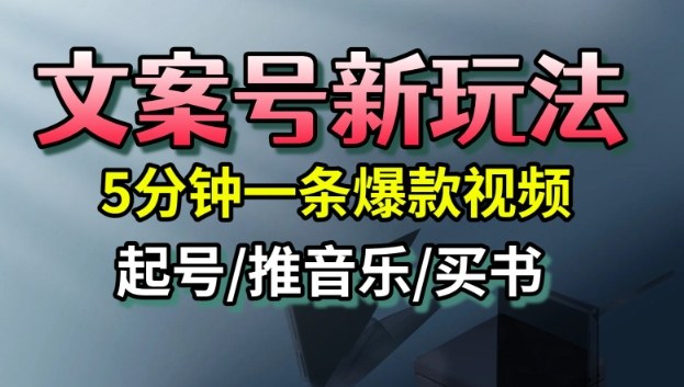文案号新玩法，5分钟一条爆款视频，流量高，起号快，多方位变现-3YVIP资源库