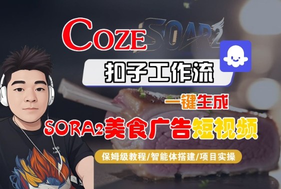 Coze扣子智能体工作流一键生成“SORA2美食广告“短视频，全流程保姆级教学-3YVIP资源库