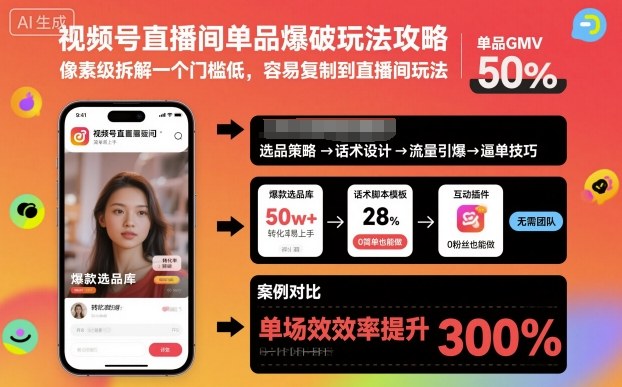视频号直播间单品爆破玩法攻略，像素级拆解一个门槛低，容易复制到直播间玩法-3YVIP资源库