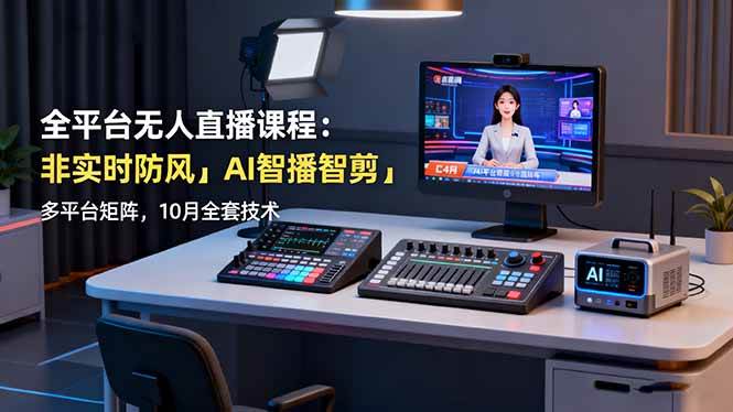 （16414期）全平台无人直播课程：非实时防风＋AI智播智剪＋多平台矩阵，10月全套技术-3YVIP资源库