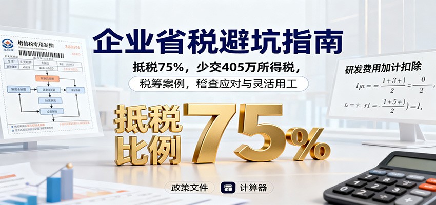 企业省税避坑指南：抵税75%，少交405万所得税，税筹案例，稽查应对与灵活用工-3YVIP资源库