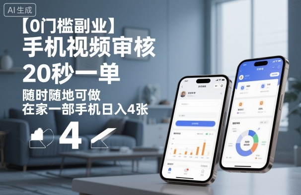 【0门槛副业】手机视频审核，20秒一单，随时随地可做，在家一部手机日入4张【揭秘】-3YVIP资源库