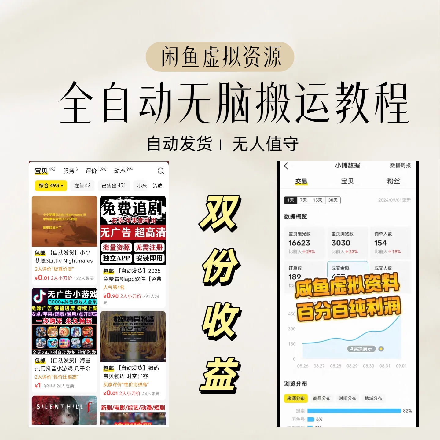 【闲鱼虚拟货源】2025年10月最新全自动无脑搬运虚拟货源店，日入300+-3YVIP资源库