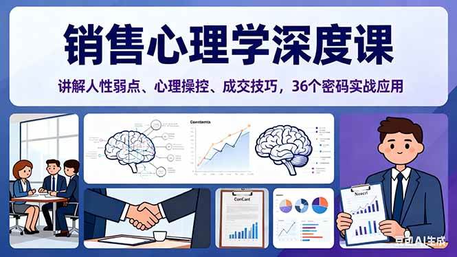 （16456期）销售心理学深度课，讲解人性弱点、心理操控、成交技巧，36个密码实战应用-3YVIP资源库