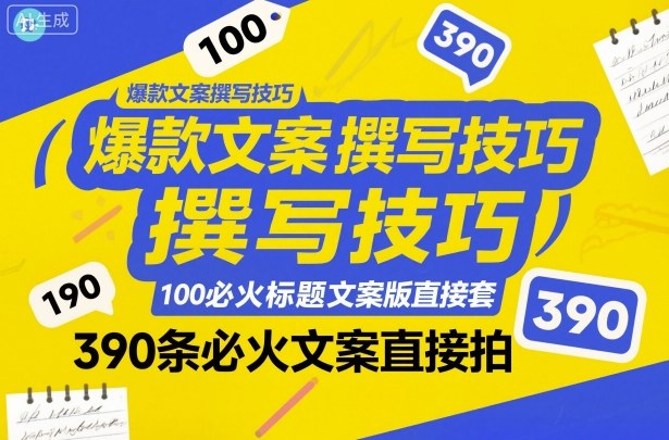 爆款文案撰写技巧，100个必火标题文案模版直接套，390条必火文案直接拍-3YVIP资源库