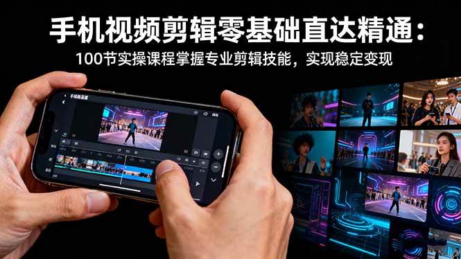 （16466期）手机视频剪辑零基础直达精通：100节实操课程掌握专业剪辑技能，实现稳…-3YVIP资源库