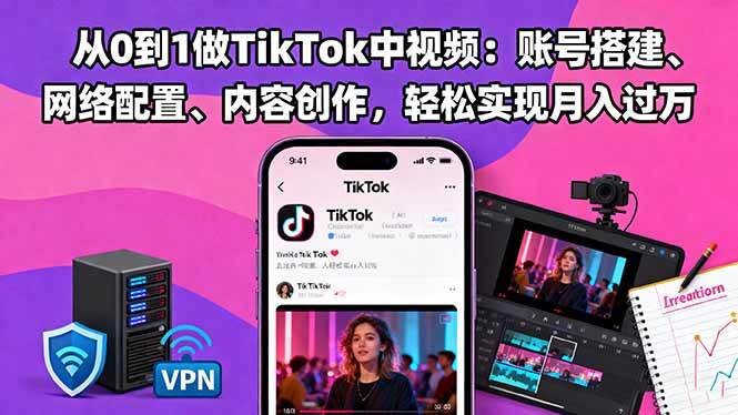 （16461期）从0到1做TikTok中视频：账号搭建、网络配置、内容创作，轻松实现月入过万-3YVIP资源库