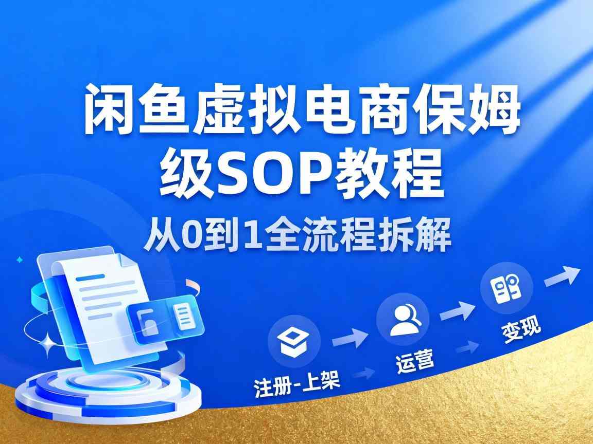 闲鱼虚拟电商，月入轻松过1W，保姆级SOP教程-3YVIP资源库