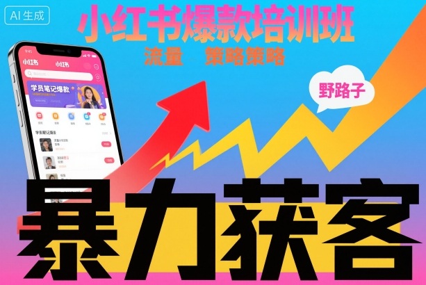 小红书爆款培训班，小红书获客野路子流量打法，暴力持续获客-3YVIP资源库