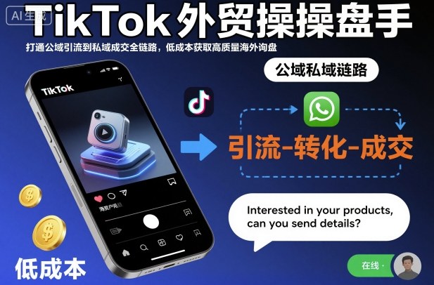 TikTok外贸操盘手，打通公域引流到私域成交全链路，低成本获取高质量海外询盘-3YVIP资源库